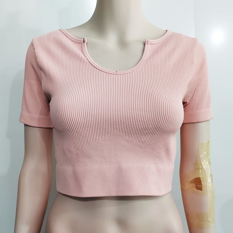 High Elasticity Rib Clothes Fashion Sexy Top Womens Yoga t-shirt